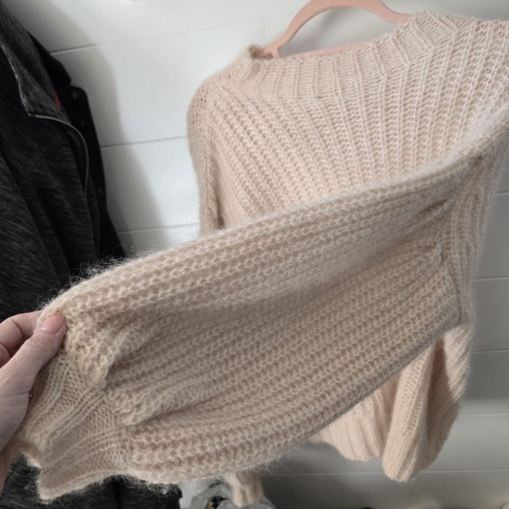 Sezane La Maille Pull Orich Super Kid Mock Neck Sweater Balloon Sleeves Size XS - Picture 6 of 7